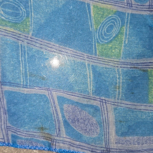 Blue Patterned Scarf,  No Brand - Picture 3 of 5